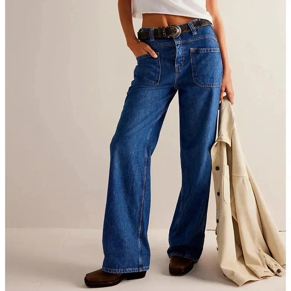 NWT Free People Palmer Cuffed Jeans Mid Rise Denim We The Free 26 - Picture 15 of 16